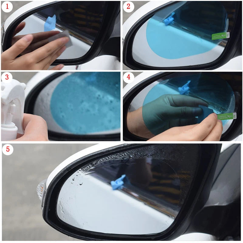 1Pair Car Rearview Mirror Sticker Round Rainproof Anti-fog Waterproof Nano Film Stickers Safety Driving Auto Exterior Accessory